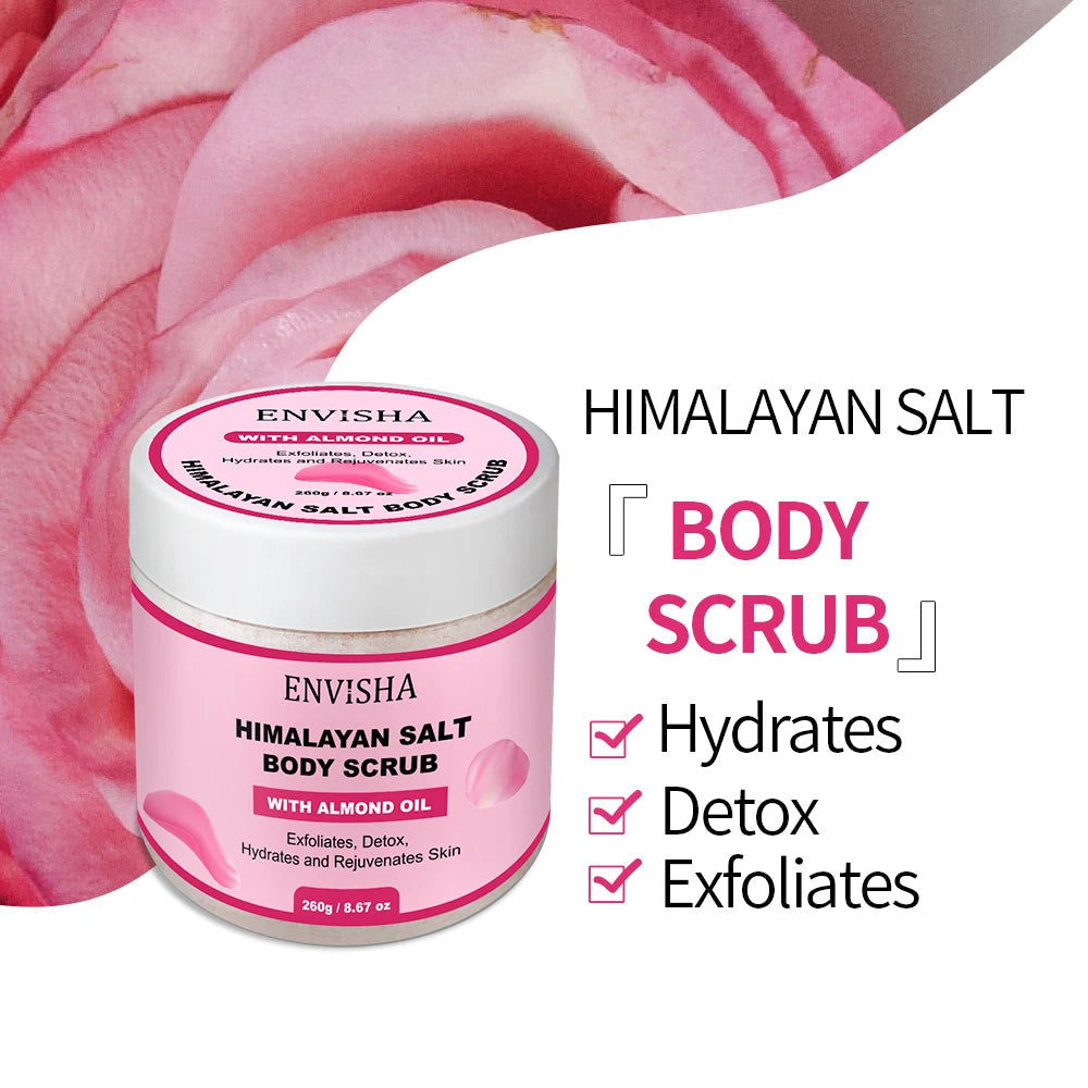 ENVISHA Beauty Health Rose Body Massage Bath Salt Scrub Exfoliating
